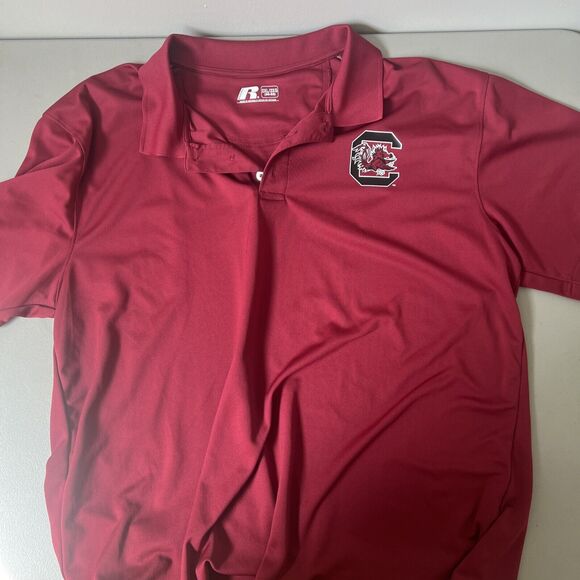 South Carolina Gamecocks Polo Shirt Adult 2XL XXL Red Football Russell Mens - Picture 2 of 5